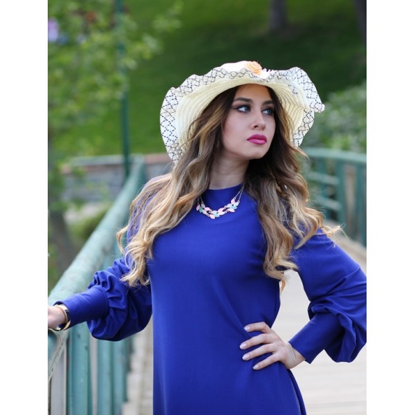 Kol Detay Elbise ( Mavi )