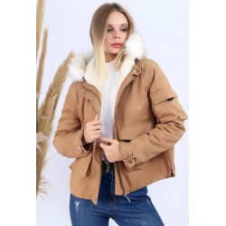 Gabardin Kürklü Mont