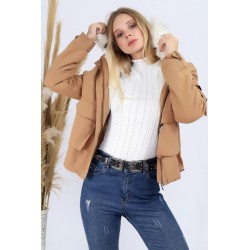 Gabardin Kürklü Mont