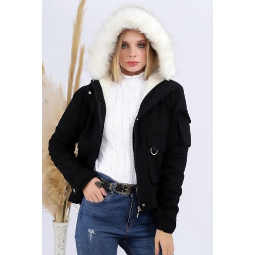 Gabardin Kürklü Mont