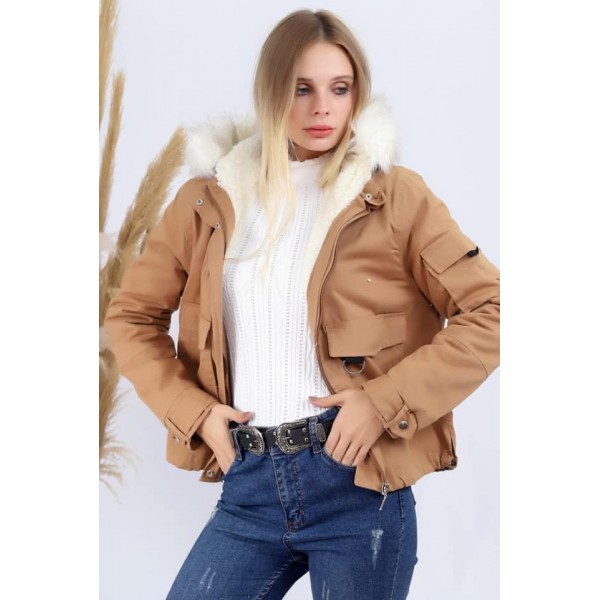 Gabardin Kürklü Mont